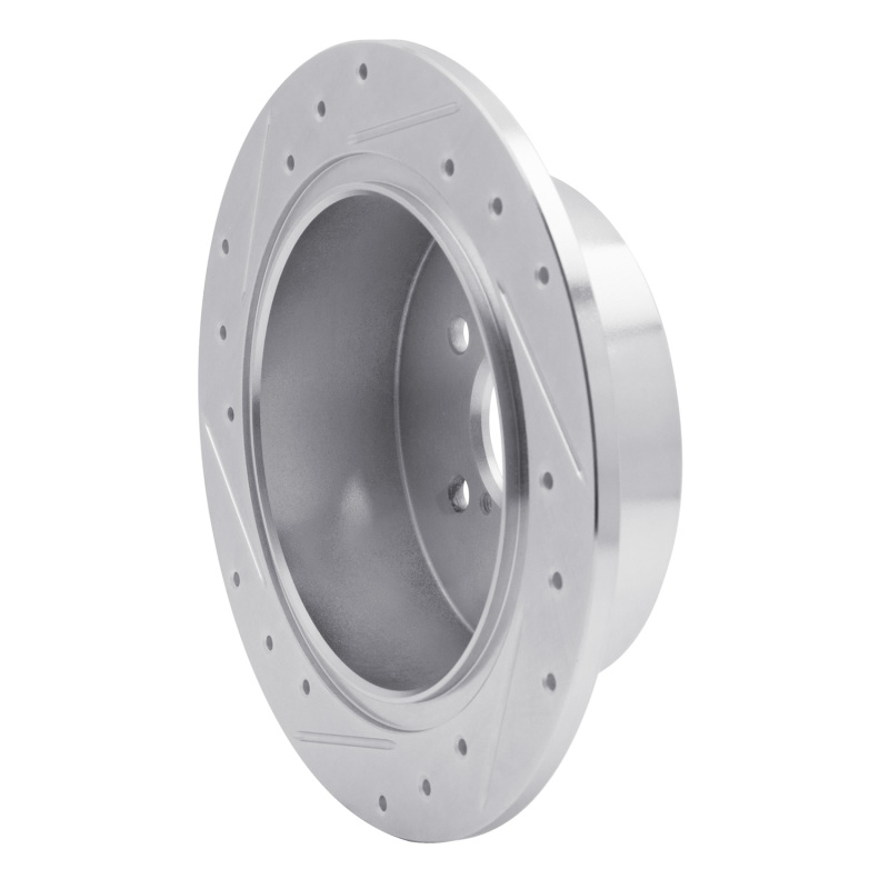 Subaru Outback Brake Rotor (1) - Rear Right - R1 Concepts - Drilled & Slotted - Silver - `05-`09
